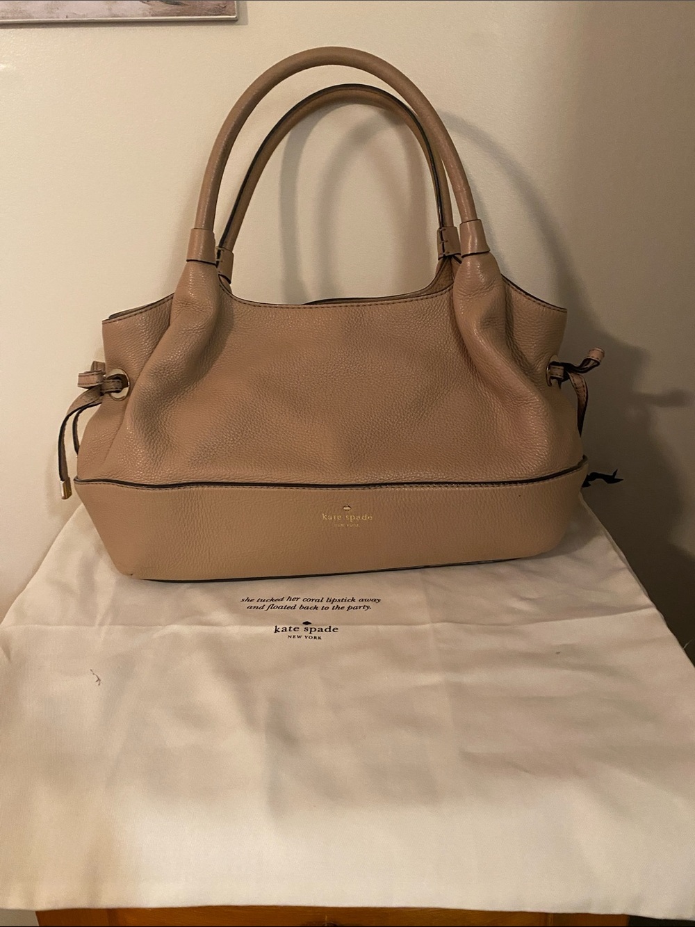kate spade beige/tan pebbled leather tote
